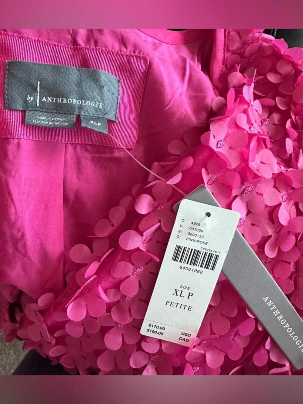 NWT Anthropologie Pink Somerset Floral Appliqué Mini Dress XLP Stunning! - Picture 8 of 8